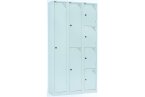 Secure metal lockers for staff personal storage in modern office furniture environments.